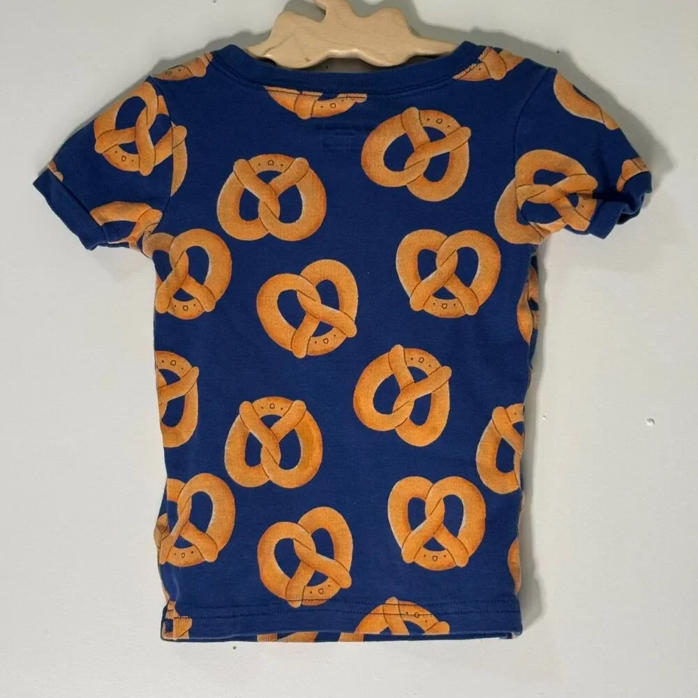 Old Navy Baby 18-24 Months Blue Pretzel Print Pajama Short Set Cotton Neutral